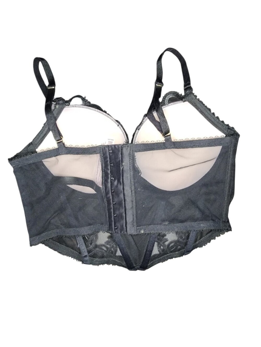 NWOT Victoria's Srcret Very Sexy Black Heart Chain Shine Corset Bra, 34B - Picture 6 of 7